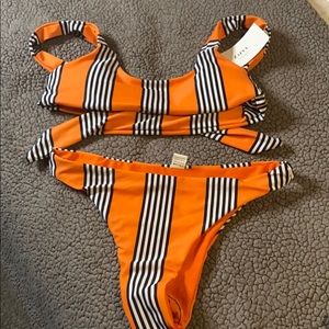 Orange stripped bikini